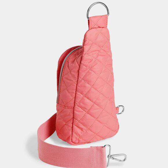 Rhea Nylon Puffer Crossbody Sling Bag Salmon Pink - Picture 2 of 2